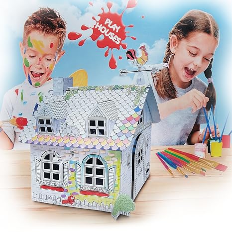Cardboard Coloring House Color Fun