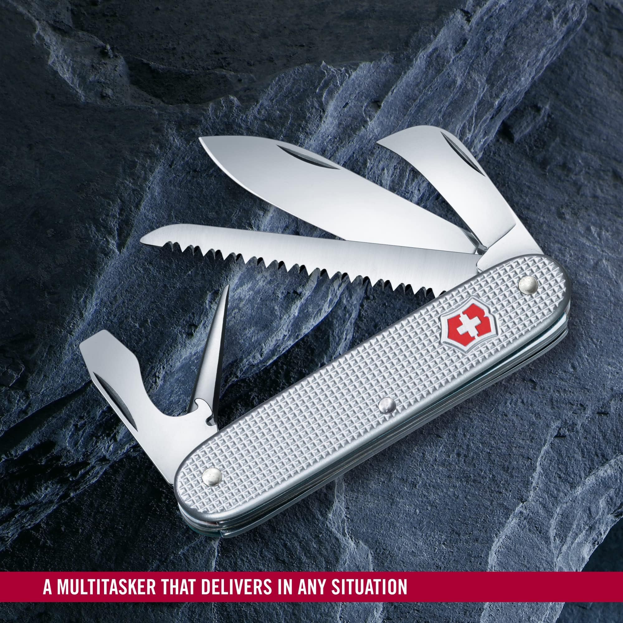 Victorinox Swiss Army 7 Alox, Schweizer Taschenmesser, Multitool, Swiss Army Knife mit 7 Funktionen, Holzsäge, Stech-Bohrahle 5