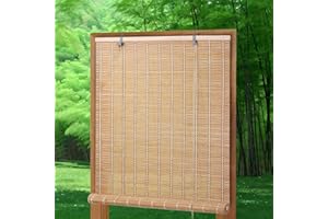 SOULITEM Bamboo Roller Shades Roman Shades for Window: Bamboo Blinds for Interior Windows and Outdoor Patio,Roll Up Blinds for Indoor Porch Light Filtering Sunshade,Easy to Install 32" W X 48" H