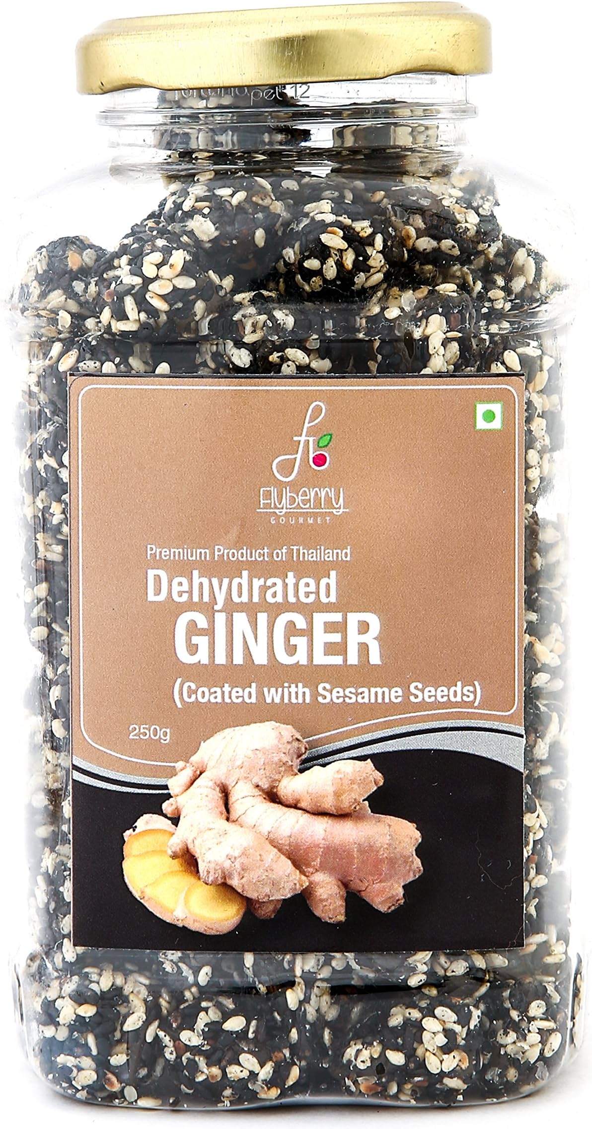 Flyberry Gourmet Dehydrated Ginger Chunk with Sesame, 200g 500g