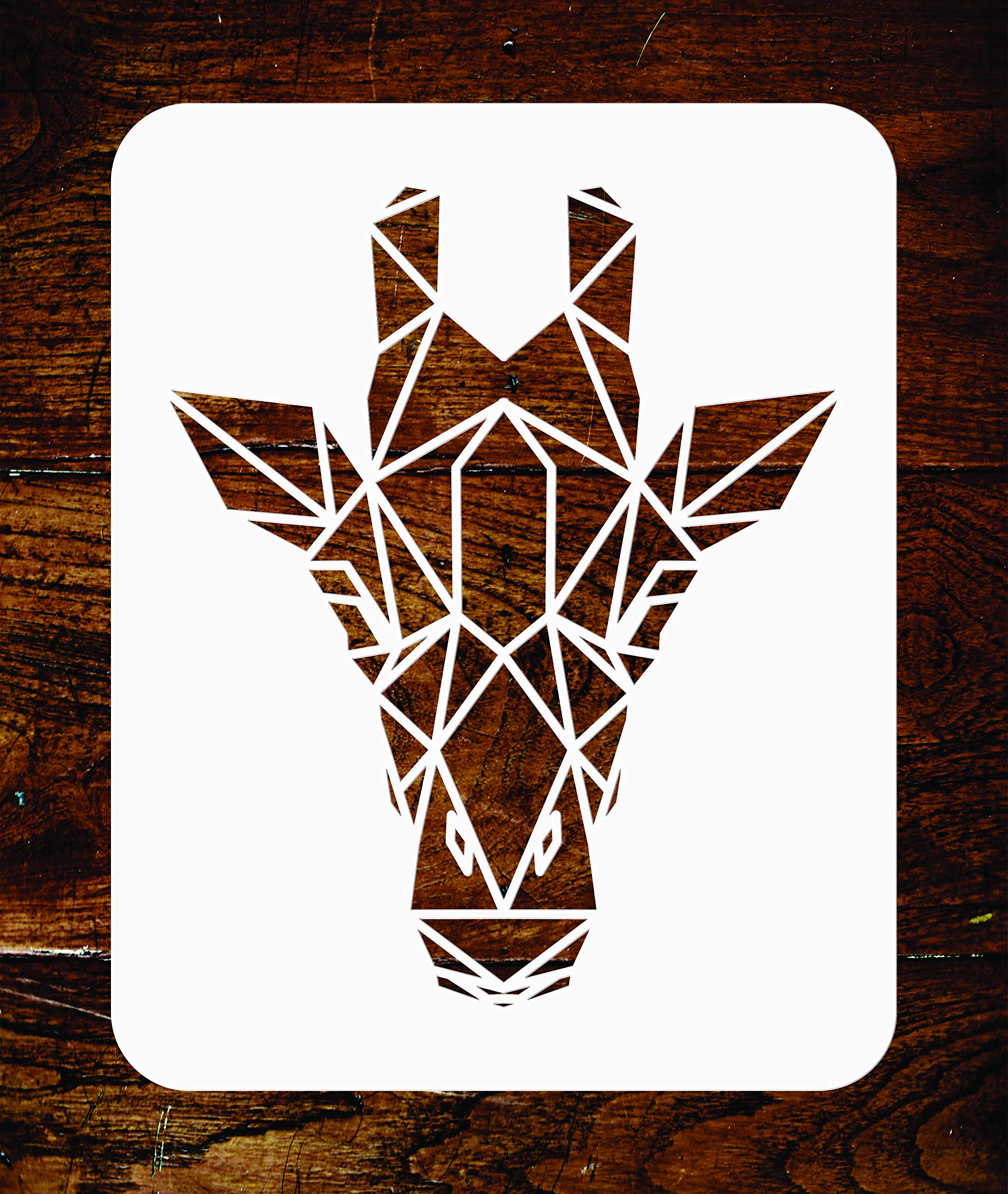 Giraffe Stencil -26.5 x 30.5 cm - Reusable Geometric Decor African Wild Animal Head Wall Stencil Template - Use on Paper Projects Scrapbook Journal Walls Floors Fabric Furniture Glass Wood etc.