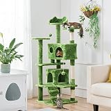 Yaheetech 138.5cm Cat Tree Tower with Condos & Ladder Green view 3