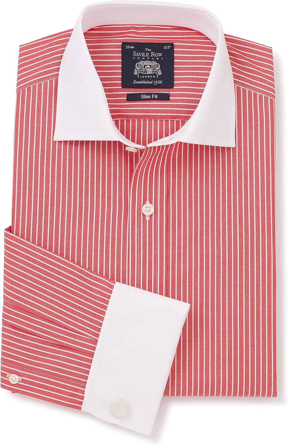 red and white striped formal shirt