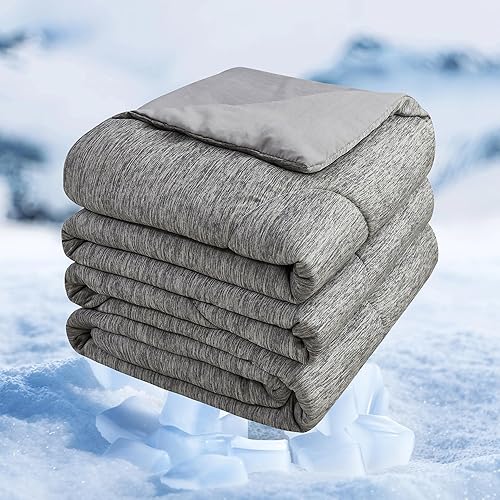 INGEROOM Cooling Comforter for hot Sleepers, Cooling Blanket Twin Size, Ice Cool Blanket Q-max 0.45, Summer Comforter Machine Washable Cooling Blanket-Grey 60'' x 80''