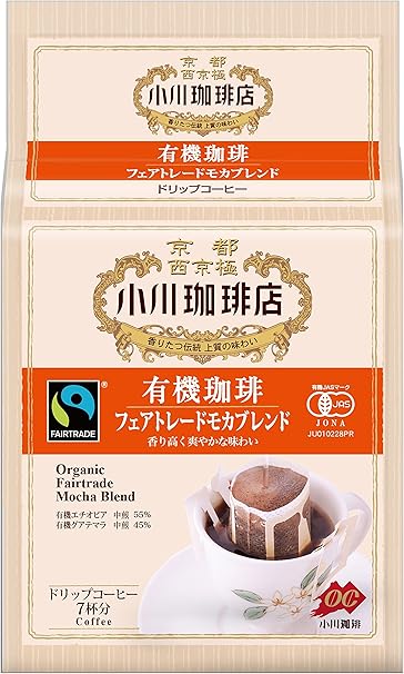 Amazon 小川珈琲店 有機珈琲 フェアトレードモカブレンド ドリップコーヒー 7杯分 小川珈琲 ドリップバッグ 通販