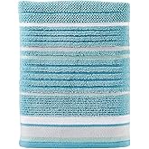 SKL Home Seabrook Stripe 100% Cotton Premium Bath Towel, 550 GSM, Soft & Absorbent Jacquard, Teal