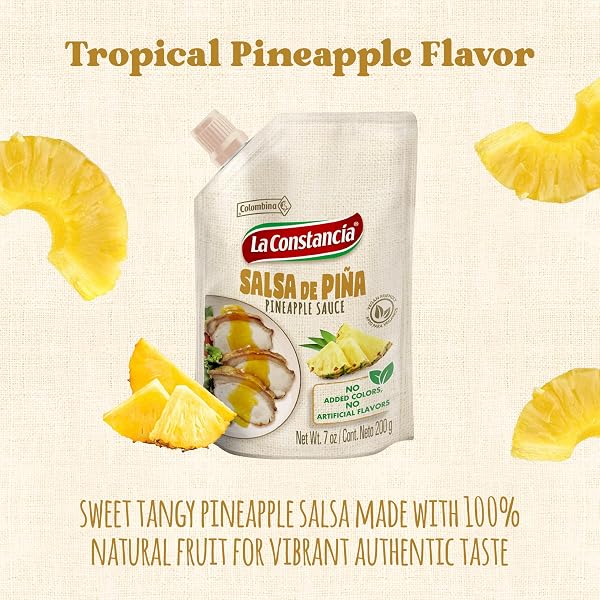 LA CONSTANCIA PINEAPPLE SALSA FRUIT SAUCE AND MARINADE SWEET TANGY PINEAPPLE DIP READY TO USE FOR TACOS RICE BOWLS SALADS AND MEAT, 7 OZ (PACK OF 1)