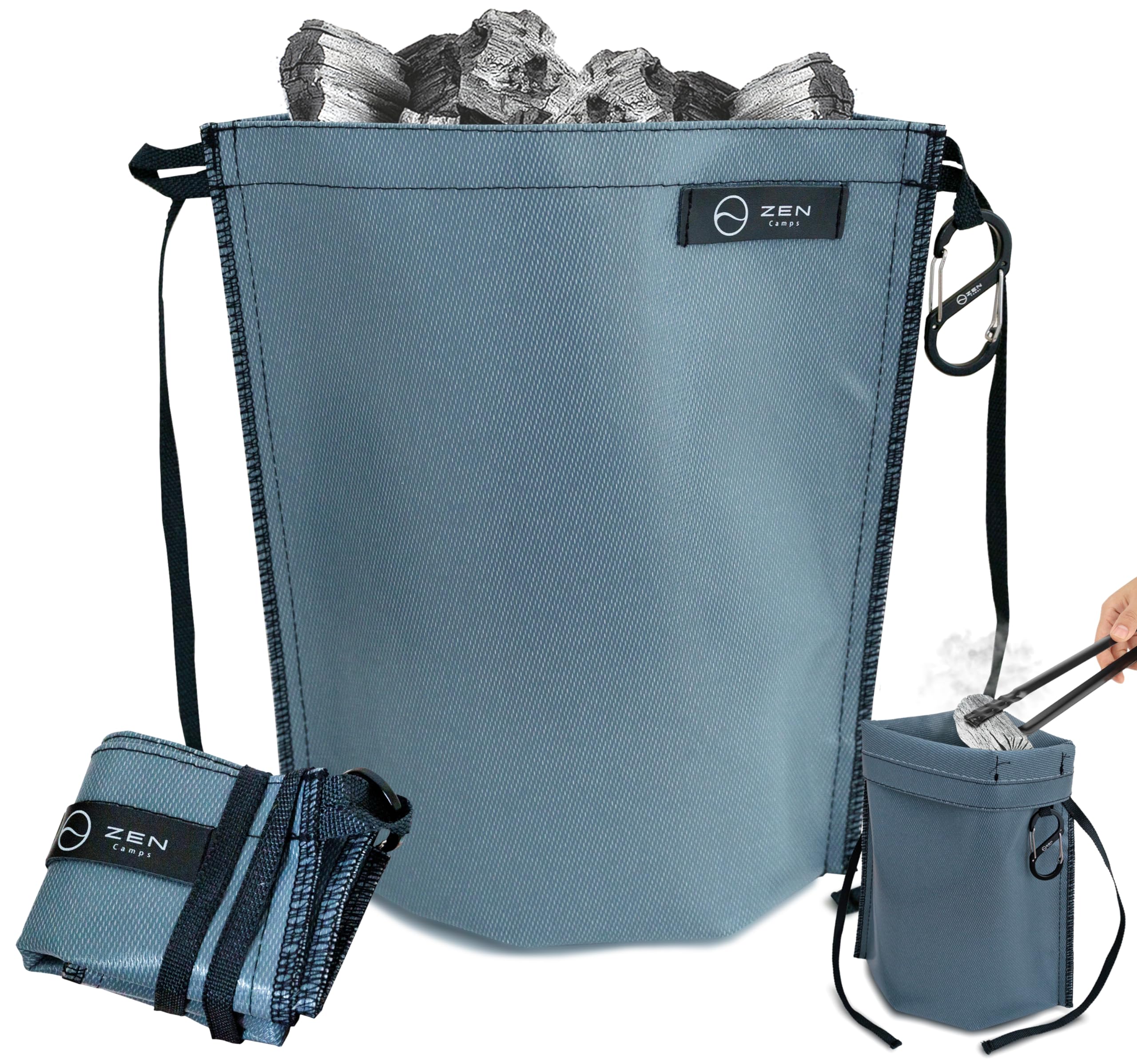 ZEN Camps 火消し袋 アッシュキャリー アースカラー 炭処理袋 炭消し袋 炭袋 防水 自立 Ash Carry キャンプ 耐熱性 難燃性 コンパクト 大容量 (L(38*34cm)ブルー)商品画像