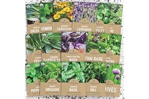 SWEET YARDS Organic Herb Seeds Variety Pack - 16 Individual Packs - 2025 Season - Basil, Cilantro, Dill, Thyme, Parsley and More! for Indoor & Outdoor Planting (Non-GMO, Certified Organic)