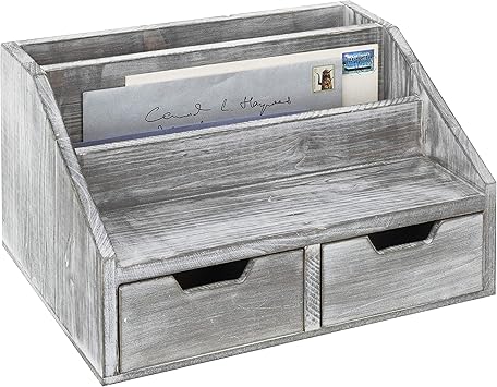 Amazon Com Mygift Gray Whitewashed Wood Desktop Document Mail