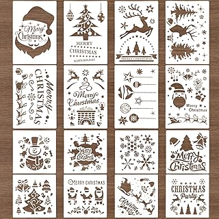 Kiiwah 16 Stück Weihnachten Schablonen Vorlage Schneemann Weihnachtsbaum Rentier Schablonen Vorlage für Weihnachten Fenster Glastür Deko