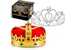 JOYIN 2 Pack Royal Crowns, Halloween Party Costume Accessories, King's and Queen's Crowns for Kids and Audults