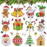 28 Pcs Christmas Diamond Art Keychains Party Favors Supplies, DIY 5D Christmas Ornaments Diamond Painting Keychains Kits, Xmas Crystal Arts Craft Keychain Winter Holiday Decorations Supplies