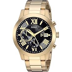 GUESS Gold-Tone Stainless Steel + Black Chronogaph Bracelet Watch with Date. Color: Gold-Tone/Black (Model: U0668G8) GUESS Gold-Tone Stainless Steel + Black Chronogaph Bracelet Watch with Date. Color: Gold-Tone/Black (Model: U0668G8)
