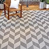 Nicole Miller New York Patio Country Calla Contemporary Herringbone Indoor/Outdoor Area Rug, Black/Grey, 6'6"x9'2"