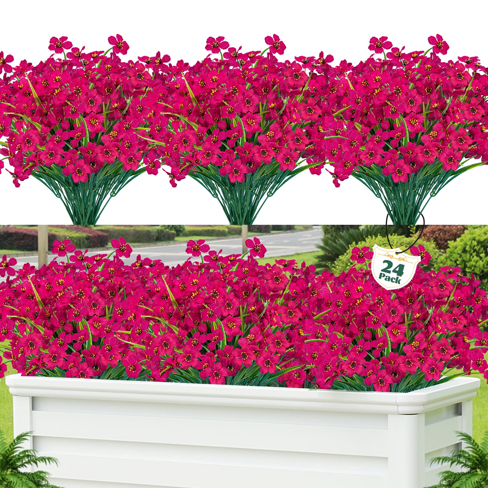 Lnoicy 24 Pcs Artificial Flowers for