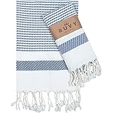 Ruvy Home Basics Turkish Hand Towels for Bathroom Set of 2 | 18"x40", Cotton | Decorative Towel for Bathroom, Kitchen, Dishcloth, Tea, Yoga, Face, Gym - Navy