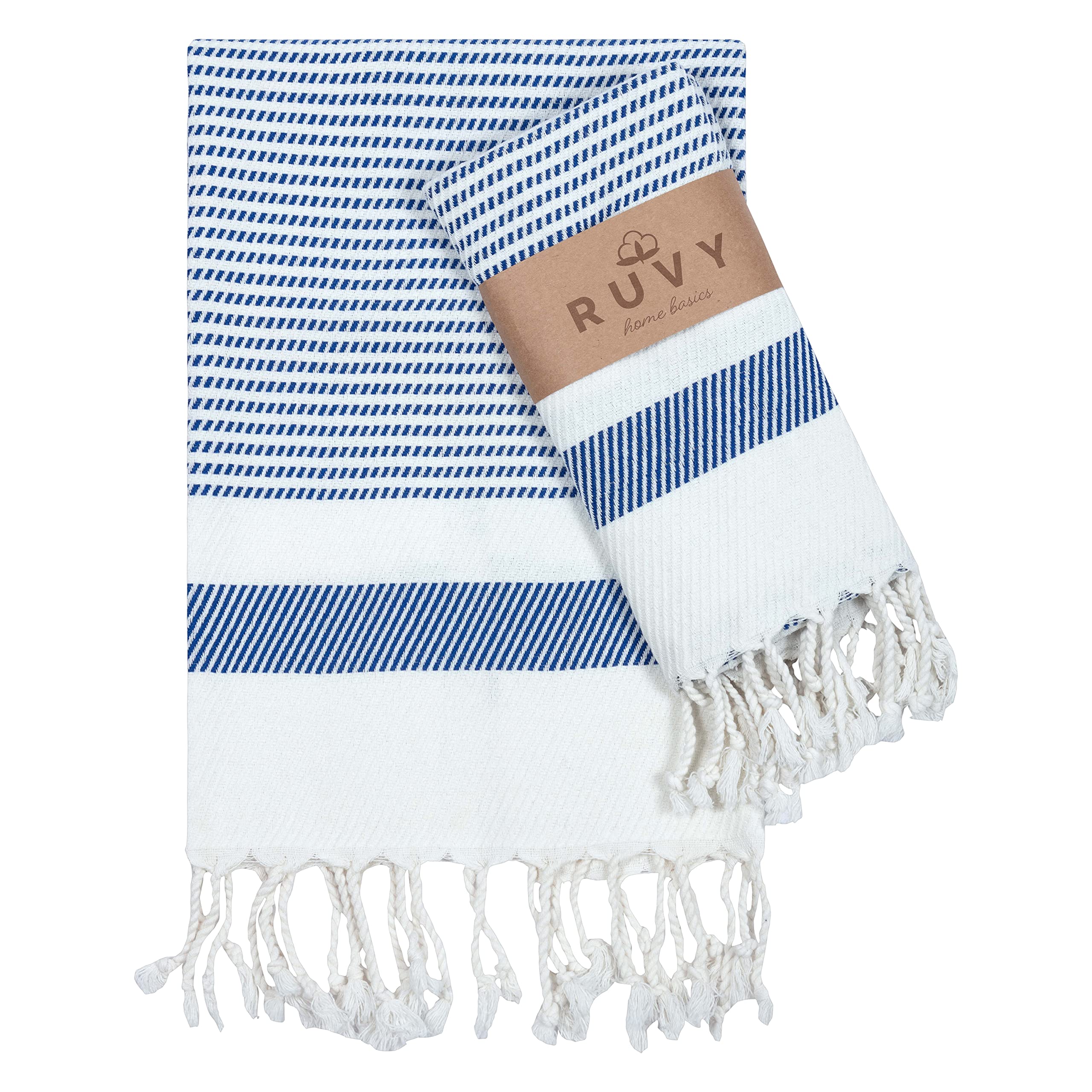 Photo 1 of Ruvy Home Basics Turkish Hand Towels for Bathroom Set of 2 | 18"x40", Cotton | Decorative Towel for Bathroom, Kitchen, Dishcloth, Tea, Yoga, Face, Gym - Navy