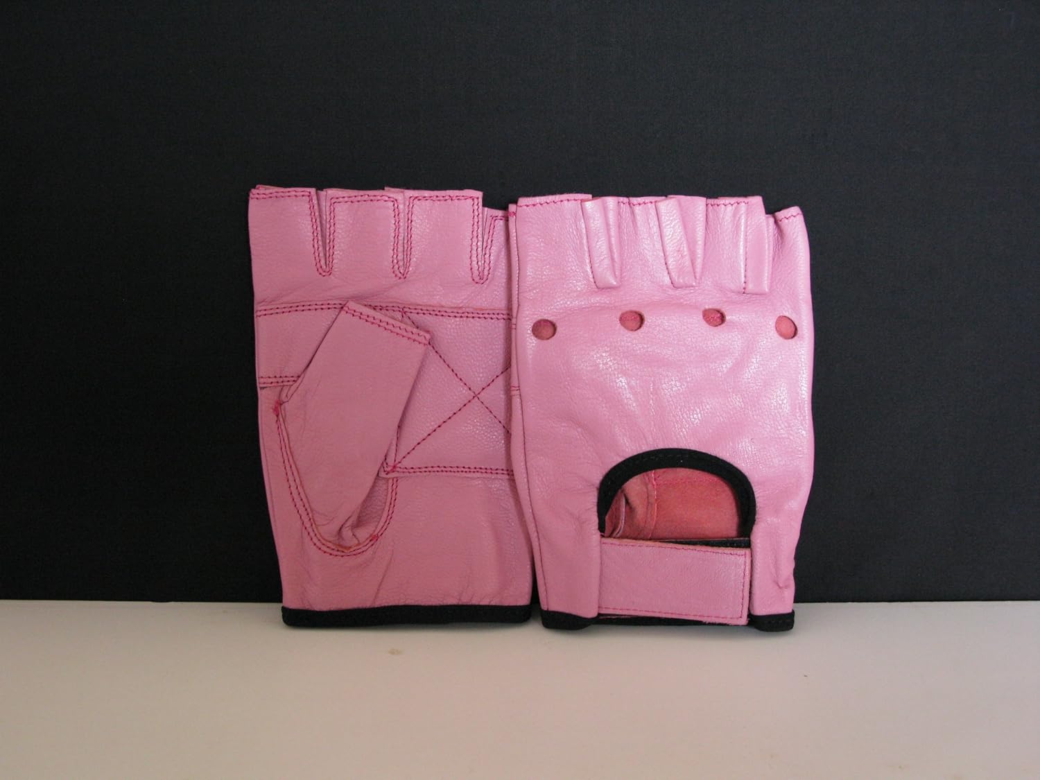 PINK LEATHER FINGERLESS GLOVES SIZE SMALL UNISEX CYCLING