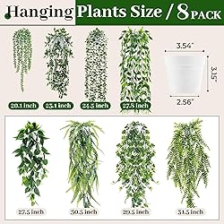 Der Rose 8Pcs Fake Plants Hanging Artificial Ivy