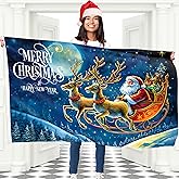 Christmas Flag 3x5 ft with eyelets - Christmas Banner Santa Claus - Vivid Digital Print - 110Den Thick polyester - Double Seam