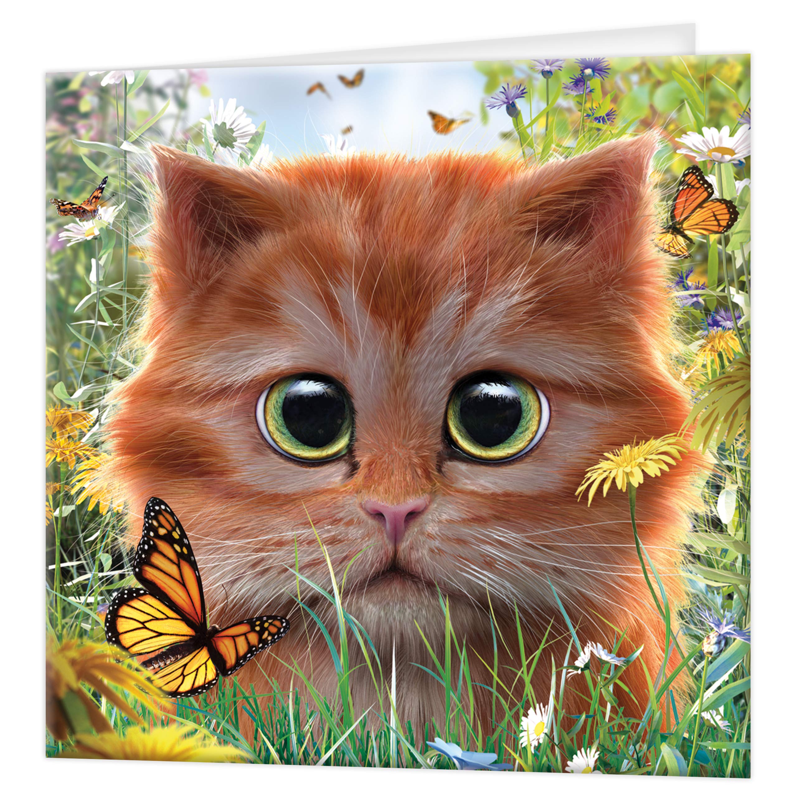 3D LiveLife Greeting Card - Ginger Kitten from Deluxebase. Lenticular 3D Blank Greeting Cards with Envelopes. Cute Kitten All Occasion Greeting Cards featuring Original Artwork by David Penfound. โ image 1