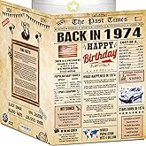 52nd Birthday Card for Women Men - Back In 1974 Newspaper - 52 nd Happy BIRTHDAY card - 52 birthday gift for Her Him - JUMBO size - 52nd birthday decorations Dad Mom - Best gifts for 52 year old
