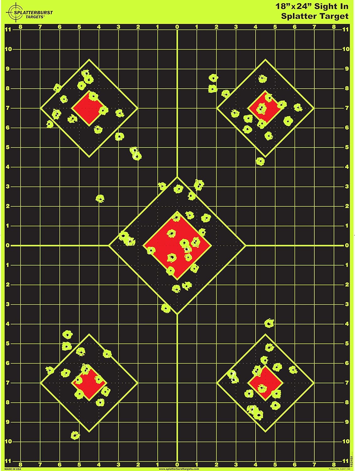 Splatterburst Targets - 18 x 24 inch - Sight in Shooting Target - Shots Burst Bright Fluorescent Yellow Upon Impact - Gun - Rifle - Pistol - Airsoft - BB Gun - Air Rifle - Made in USA : Sports & Outdoors