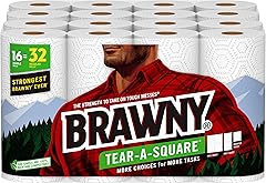 Brawny® Tear-A-Square® Paper Towels, 16 Double Rolls = 32 Regular Rolls