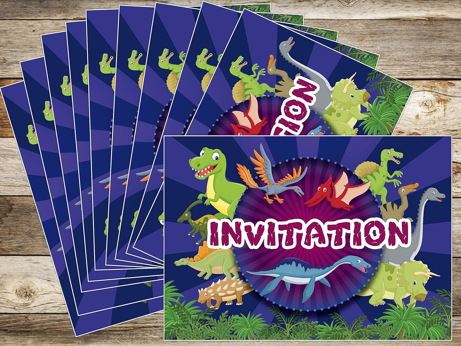Fr Edition Colibri Lot De 10 Cartes D Invitation Dinosaures En Francais Pour Un Anniversaire D Enfant Ou Pour Une Fete Sur Le Theme De La Prehistoire Des Decorations Et Accessoires De Fete