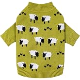 Fitwarm Funny Sheep Sweater, Thermal Winter Clothes for Small Dogs, Holiday Outfit, Pullover Jumper, Black, Green, White, Large