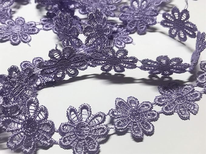 Amazon お花のレース 3m レース リボン ケミカルレース モチーフ ハンドメイド リメイク 布 生地 ハギレ パープル レース 通販