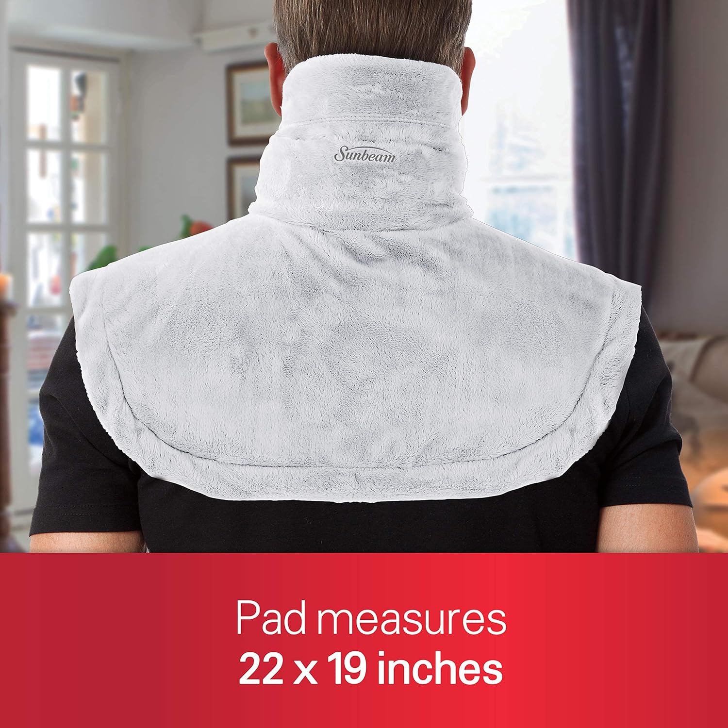 Sunbeam Heating Pad for Neck & Shoulder Pain Relief | Standard Size Renue, 4 Heat Settings with Auto-Off | Grey, 22-Inch x 19-Inch: Health & Personal Care