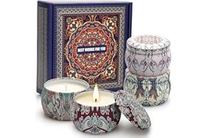 FEIBAO Scented Candle Gifts for Women, 4 Pack 4.4 oz Aromatherapy Candles, 8% Essential Oil, 120H Burning, Stress Relief Gifts for Girlfriend, Teacher, Mom, Anniversary, Birthday