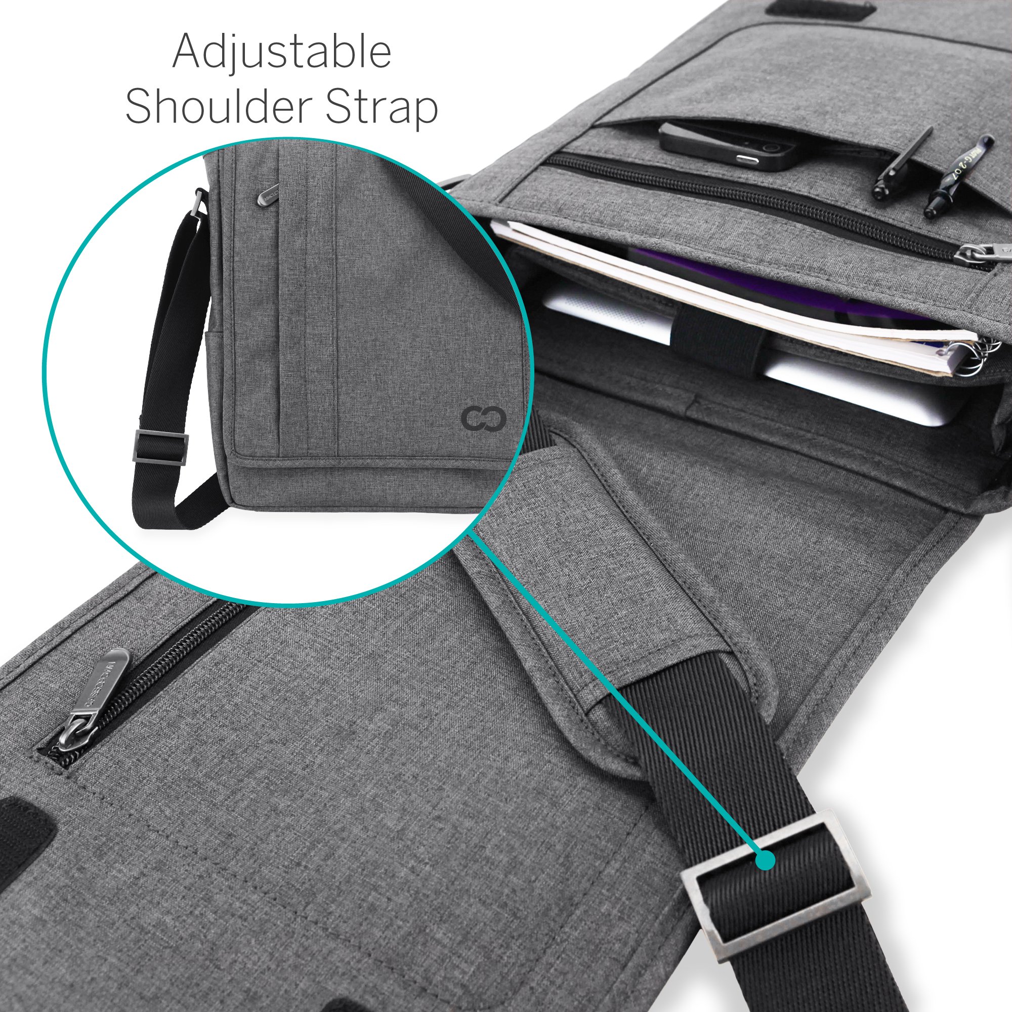 CaseCrown Campus North Messenger Bag (Charcoal Gray) For Microsoft