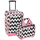 Rockland 2 Piece Expandable Luggage Set, Pink Chevron, One Size