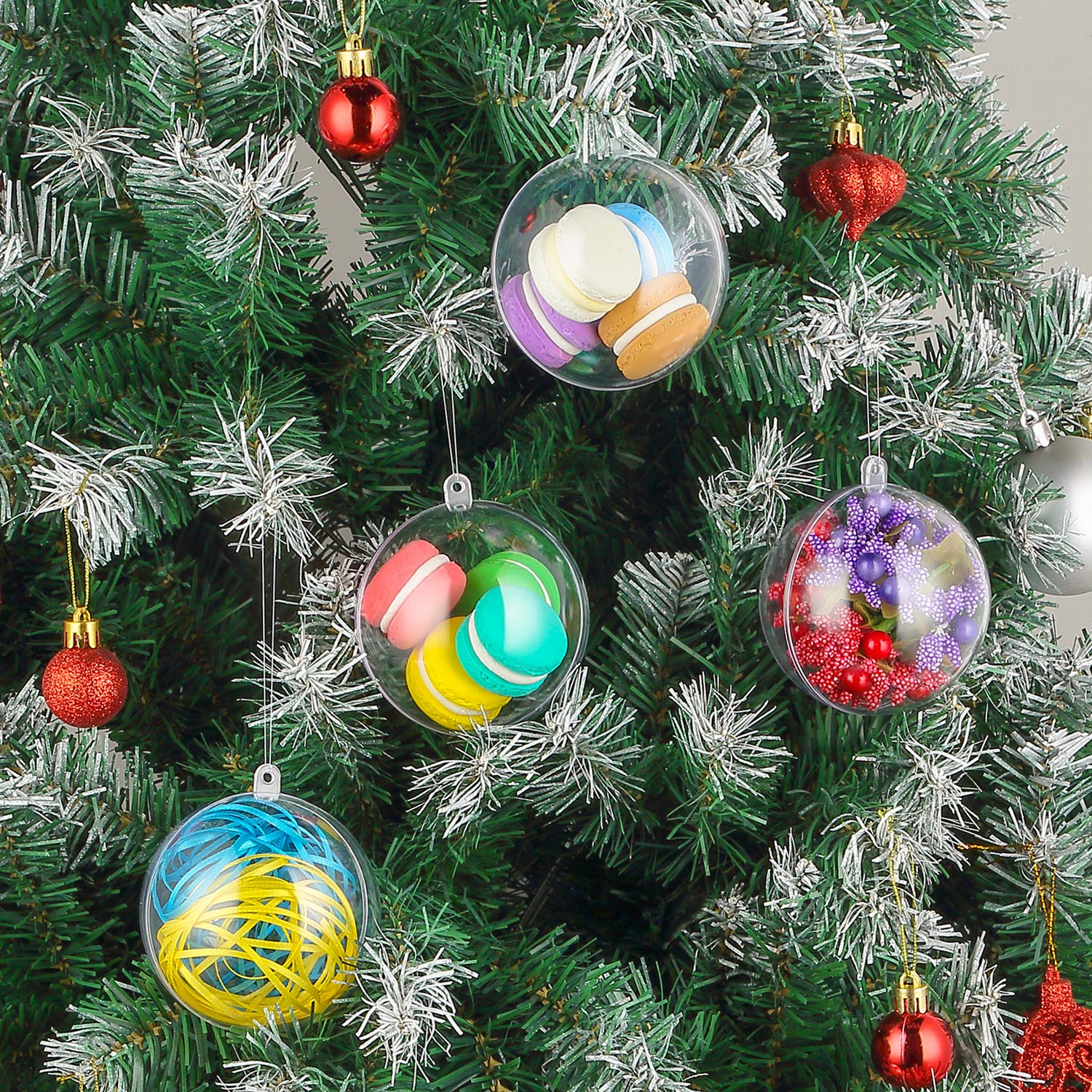 120PCS Clear Plastic Christmas Balls Baubles Sphere Fillable Xmas Tree