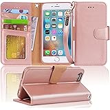 Arae Case for iPhone 6s / iPhone 6, Premium PU Leather Wallet case [Wrist Strap] Flip Folio [Kickstand Feature] with ID&Credi