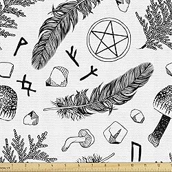 Ambesonne Occult Fabric by The Yard, Monochromatic