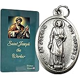 Westmon Works St Joseph Medal Set Italian Metal Medallion with USA Made Holy Prayer Card