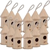 Make Market 5" Wooden Hut Birdhouse - Unfinished Birdhouse Made of 100% Wood, Outdoor Nesting Boxes - Bulk 12 Pack