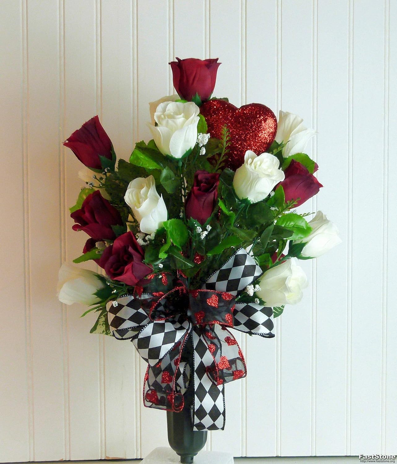 Handmade Products Valentine Cemetery Vase Rose Cemetery Vase Cemetery Vase Flowers With Roses Valentine Cemetery Flowers Home Decor