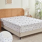 Queen Fitted Sheet Only,Microfiber Patterned Fitted Sheet Deep Pocket 24 Inches, Ultra Soft & Wrinkle Resistant Queen Bed Sheets Deep Pocket,Blue Floral