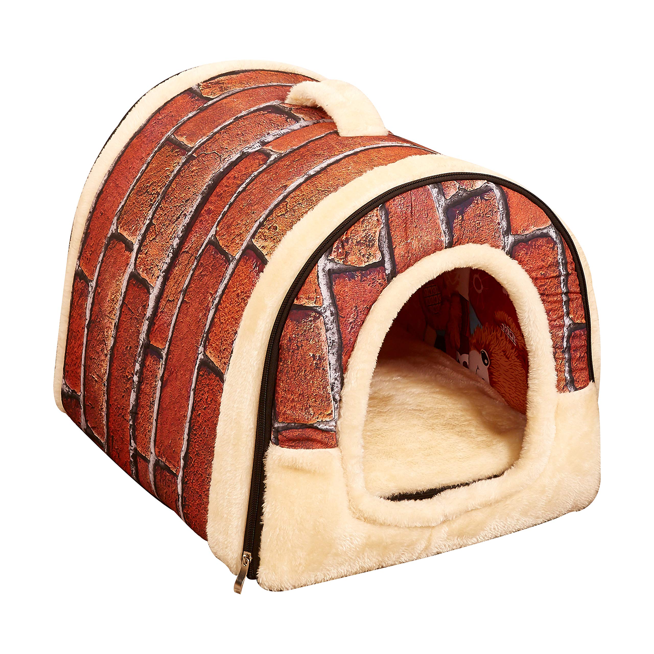 HomeofBoutique Niche/Maison Chien Chat Intérieur 2 en 1 Grand ou Petit, Lavable Pliable Portable Lit pour Moyen/Petit Chiens et Chats (L:60cmx45cmx45cm, Rouge)