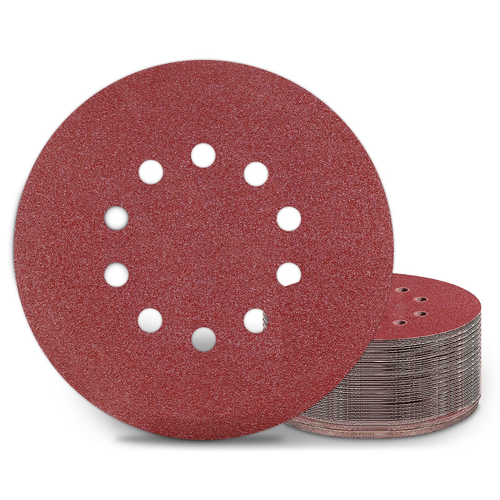 KONGMING 25 Pcs 225mm Sanding Discs Grit 60 9 inch Sanding Discs 10 Hole Hook and Loop for Drywall Sander