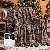 Homemate Heated Blanket Electric King Size - 100“x90“ Heating Blanket with 10 Fast Heat Levels 8 Hours Auto Off Ultra Soft Cozy Flannel Over-Heated Protection ETL Certification Keep Warming in Home