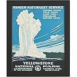 Amazon Brand – Rivet Vintage U.S. Parks Old Faithful Geyser Print, Black Barnwood Frame, 19" x 23"