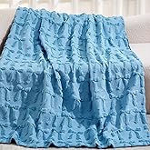 Hahafelt Blue Bow Throw Blanket Christmas Coquette Gift for Women Feather 3D Bow Faux Fur Soft Plush Xmas Throw Blanket for Xmas Couch Sofa Chair Bed Office Home Travel Decor