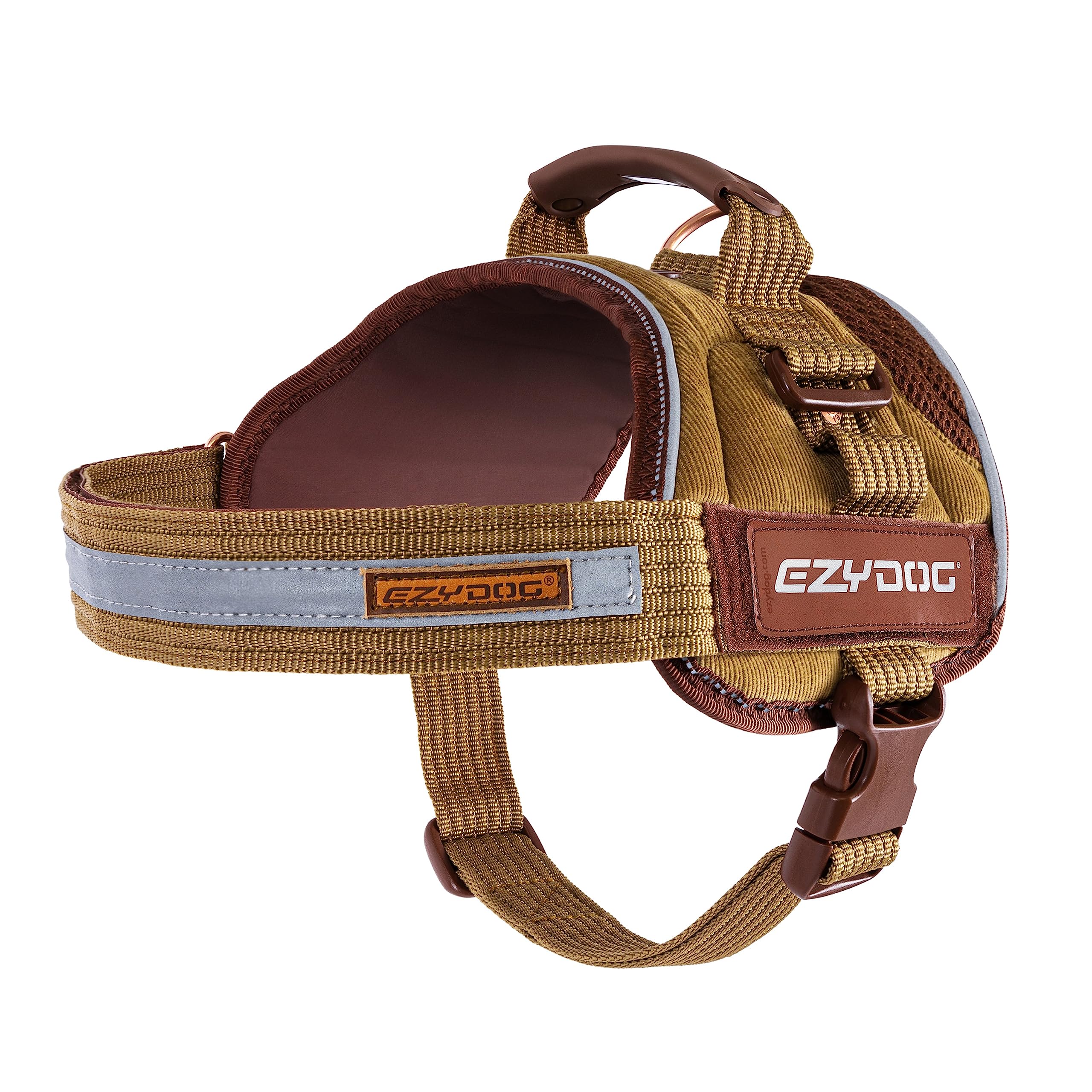 EZYDOG Convert Dog Harness | Magnetic Handle, Anti Pull Harness, Dog Harness for Small, Medium and Large Dogs, LED Light Mount, Reflective Strips, Contoured & Breathable Fabric (S, Corduroy)