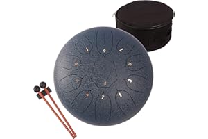 LOMUTY Steel Tongue Drum 12 Inch 11 Notes for Adults - Ethereal Metal Instrument for Meditation & Yoga with Music Book, Mallets & Carry Bag (Navy)